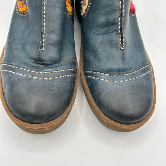 Rieker Boots 41 US 9.5 Blue Leather Felicitas Ankle Booties Sherpa Lined - Picture 8 of 12